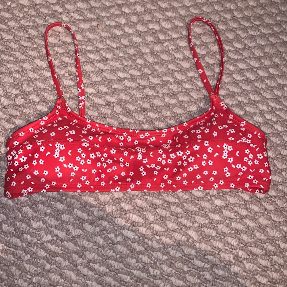 cute red floral swimsuit